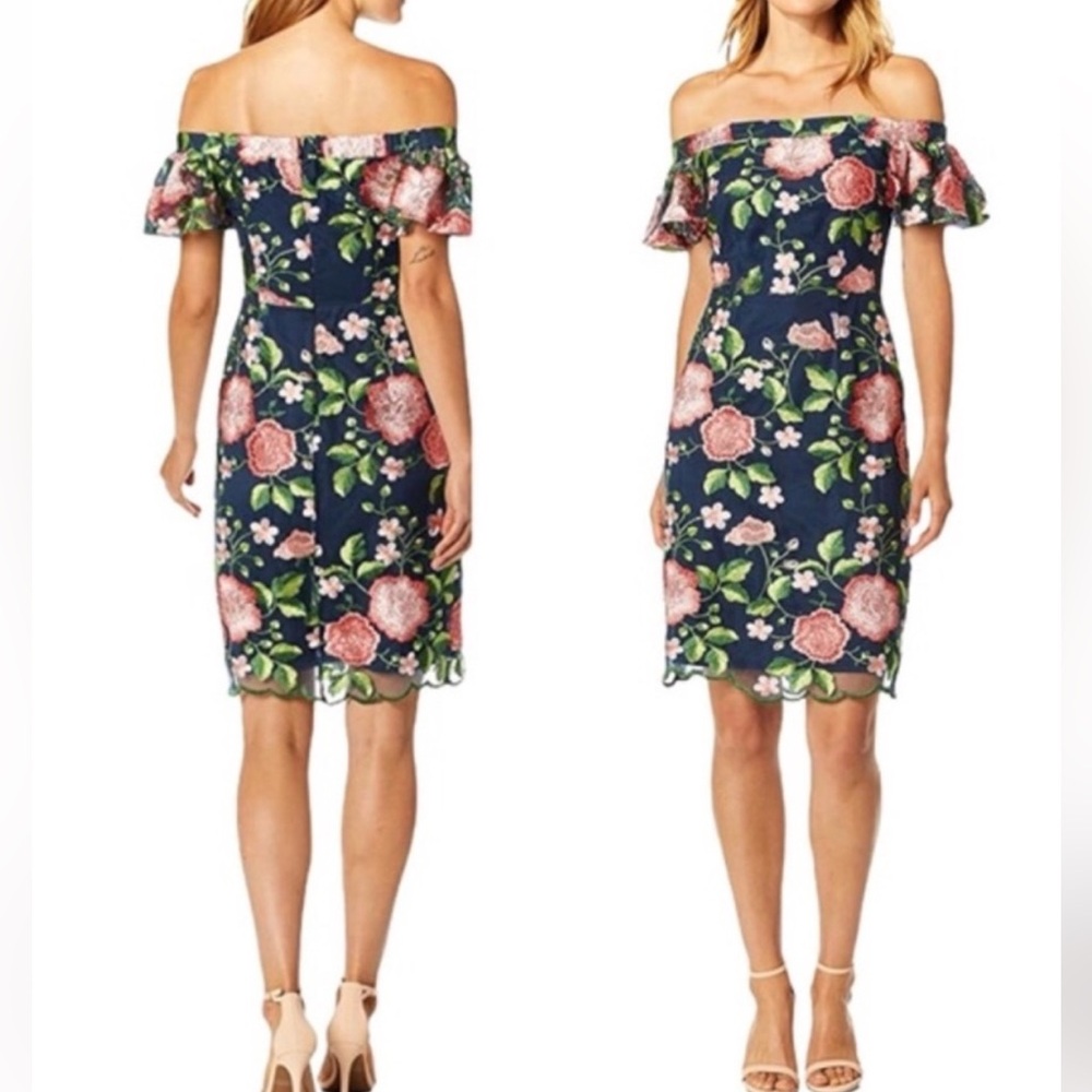 Trina Turk Pink and Orange Shoulder Sundress embroidered and lined NWT